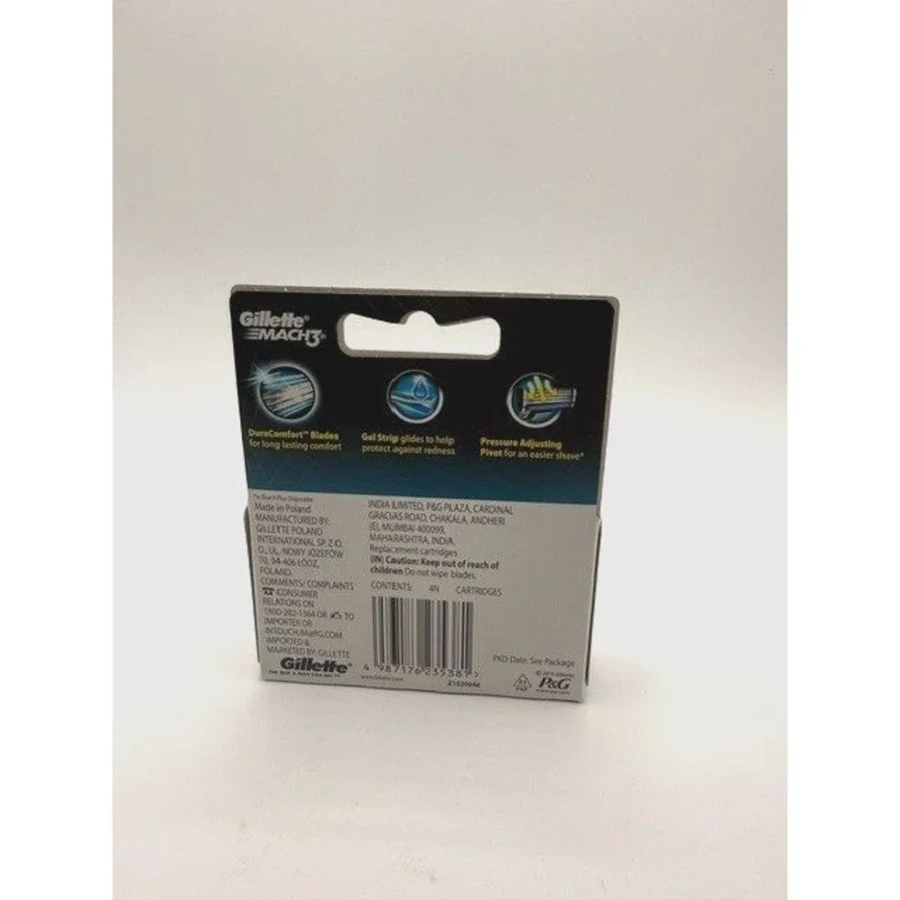 Gillette Mach3 Razor Blade Refills 4 Cartridges Genuine Replacement Blades New